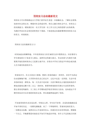顶岗实习总结最新范文