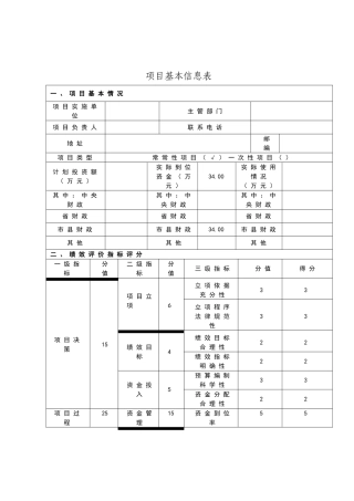 项目基本信息表格（标准版）