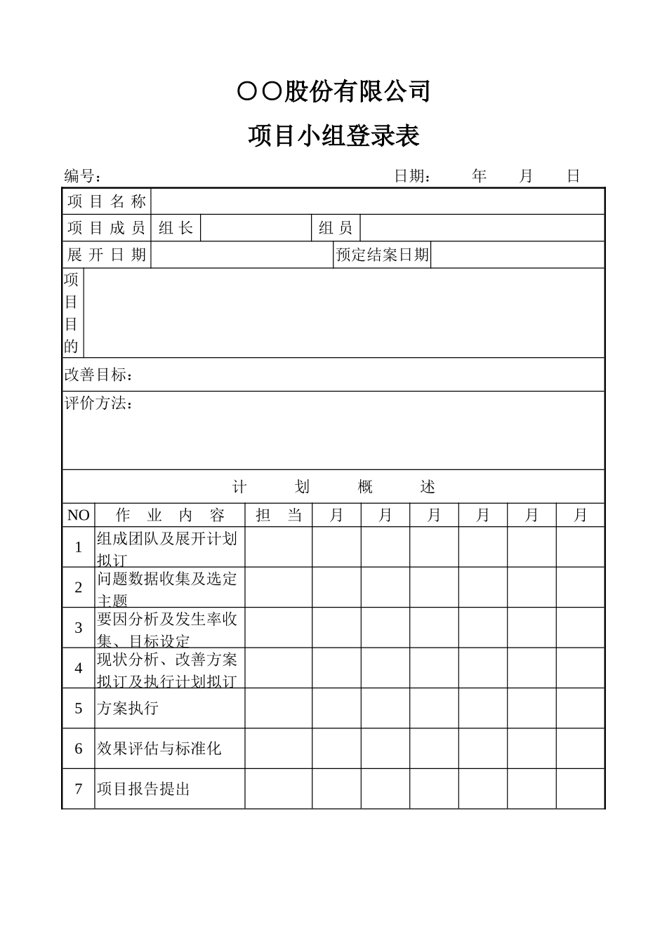 项目小组登录表_第1页