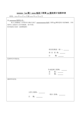 项目工程周进度计划报表模板