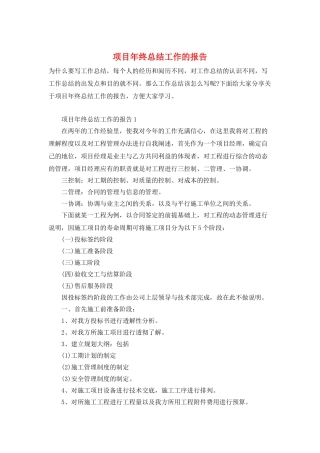 项目年终总结工作的报告