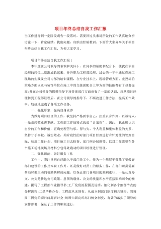 项目年终总结自我工作汇报