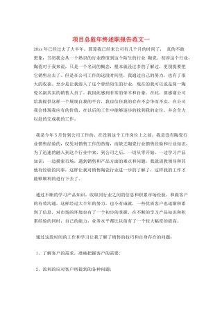 项目总监年终述职报告范文一