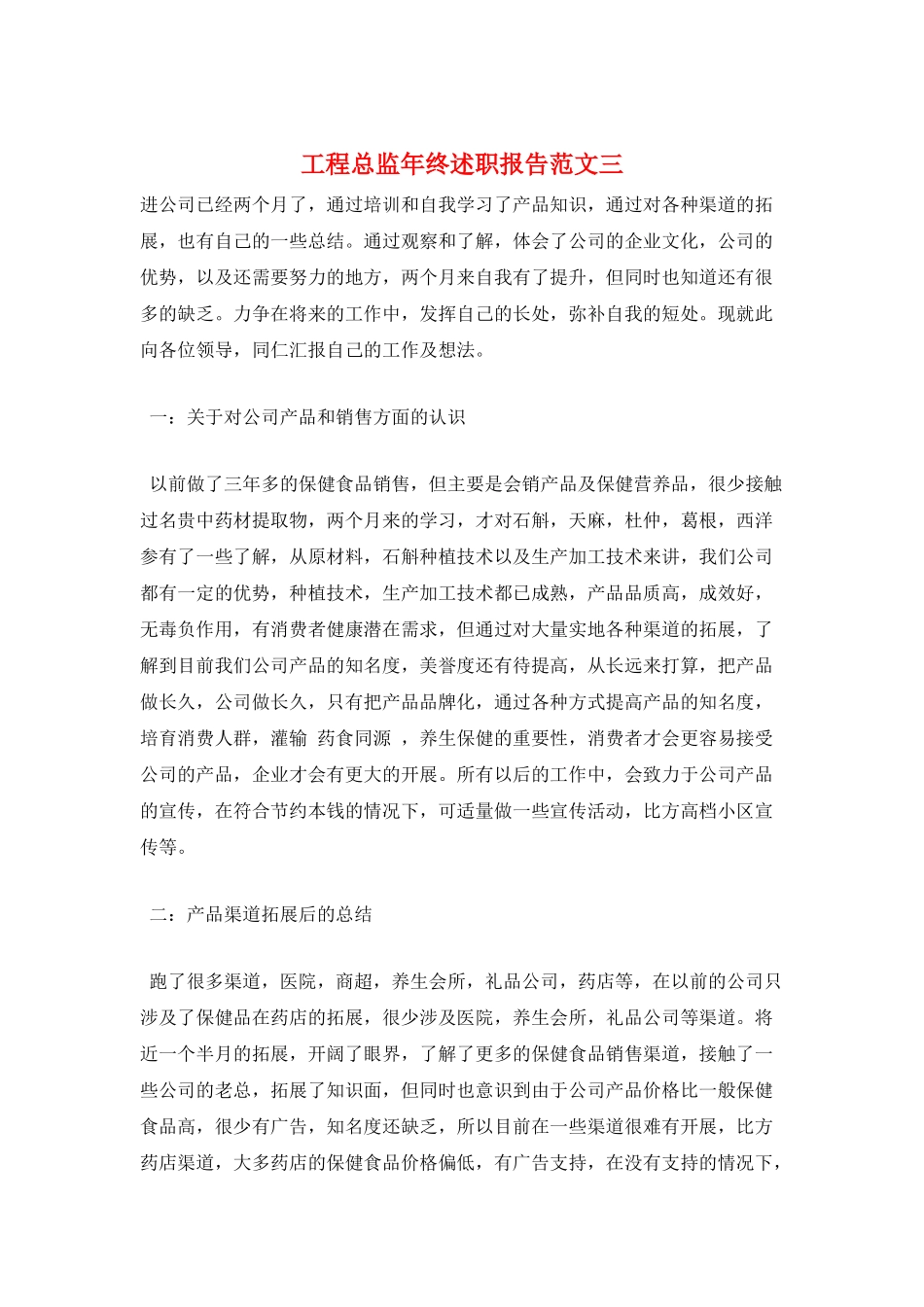 项目总监年终述职报告范文三_第1页