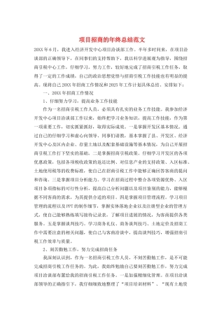 项目招商的年终总结范文