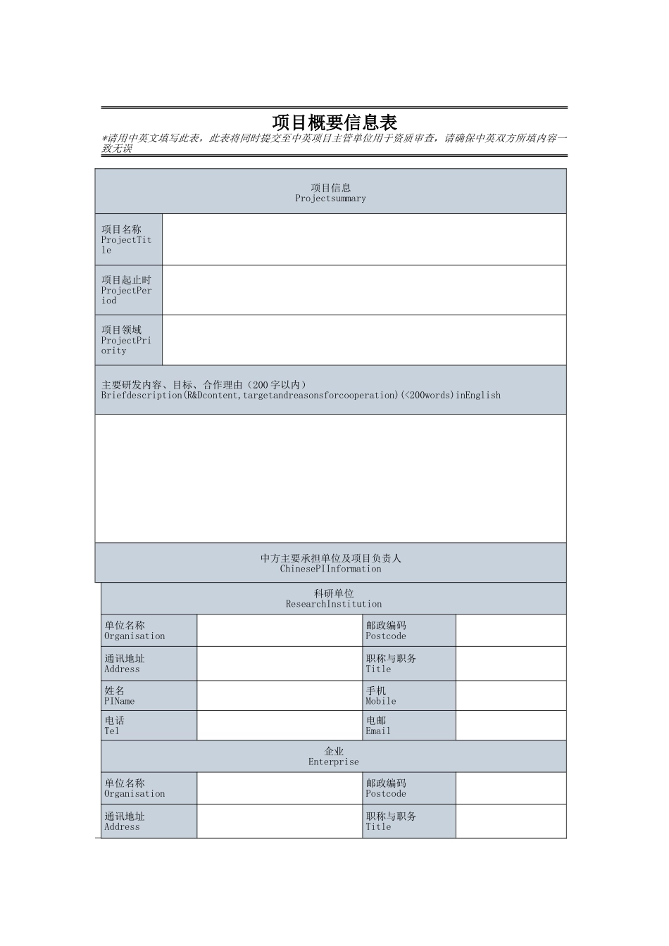 项目概要信息表格（标准版）_第1页