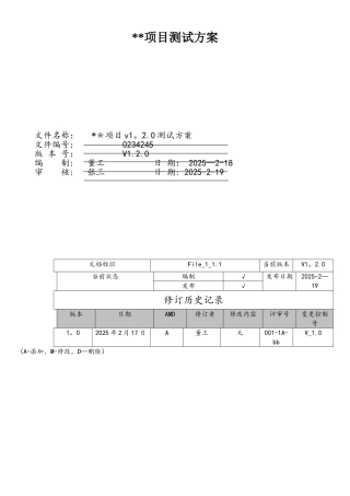 项目软件测试方案