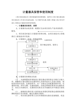项目部计量器具管理制度 