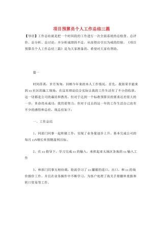 项目预算员个人工作总结三篇