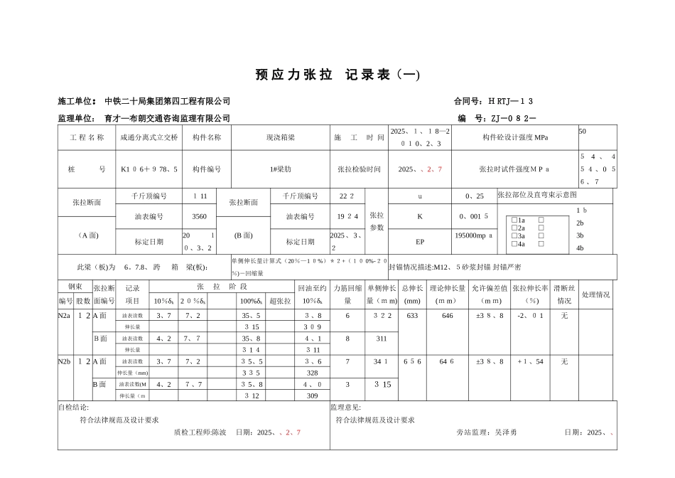 预应力张拉记录表_第2页