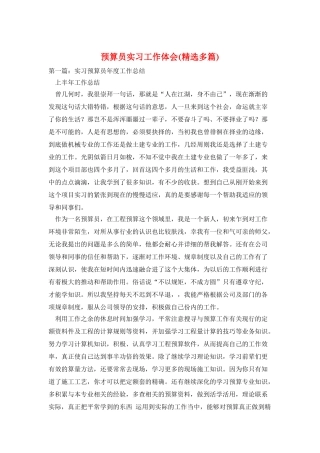 预算员实习工作体会