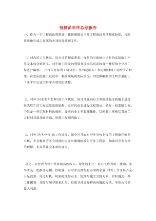 预算员年终总结报告