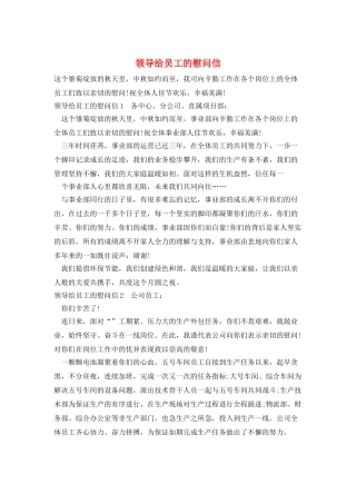 领导给员工的慰问信