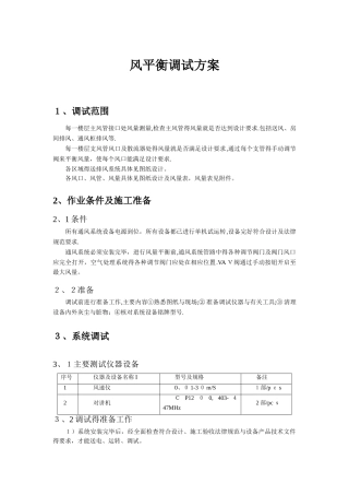 风平衡调试方案