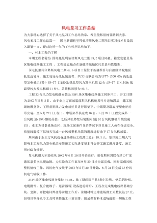 风电见习工作总结