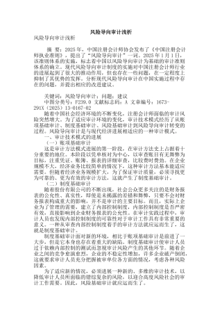 风险导向审计浅析