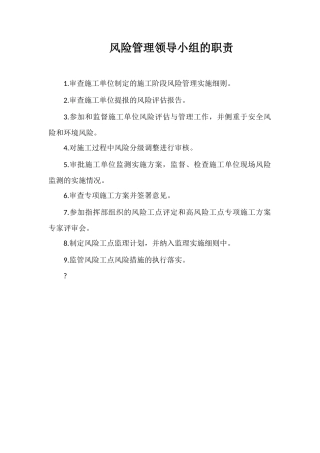 风险管理领导小组的职责