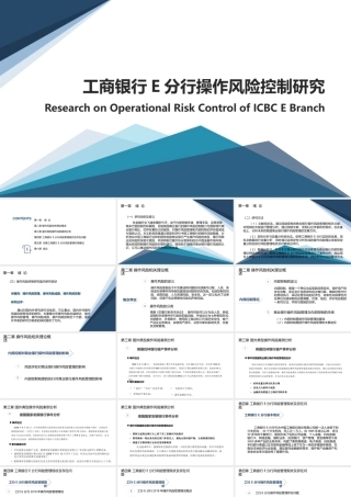 工商银行E分行操作风险控制研究分析  财务专业答辩课件
