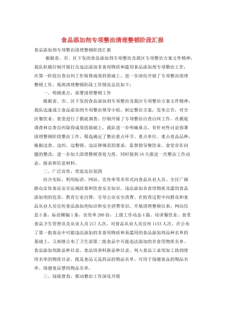 食品添加剂专项整治清理整顿阶段汇报