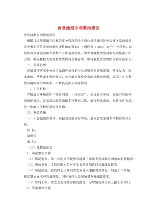食堂油烟专项整治报告