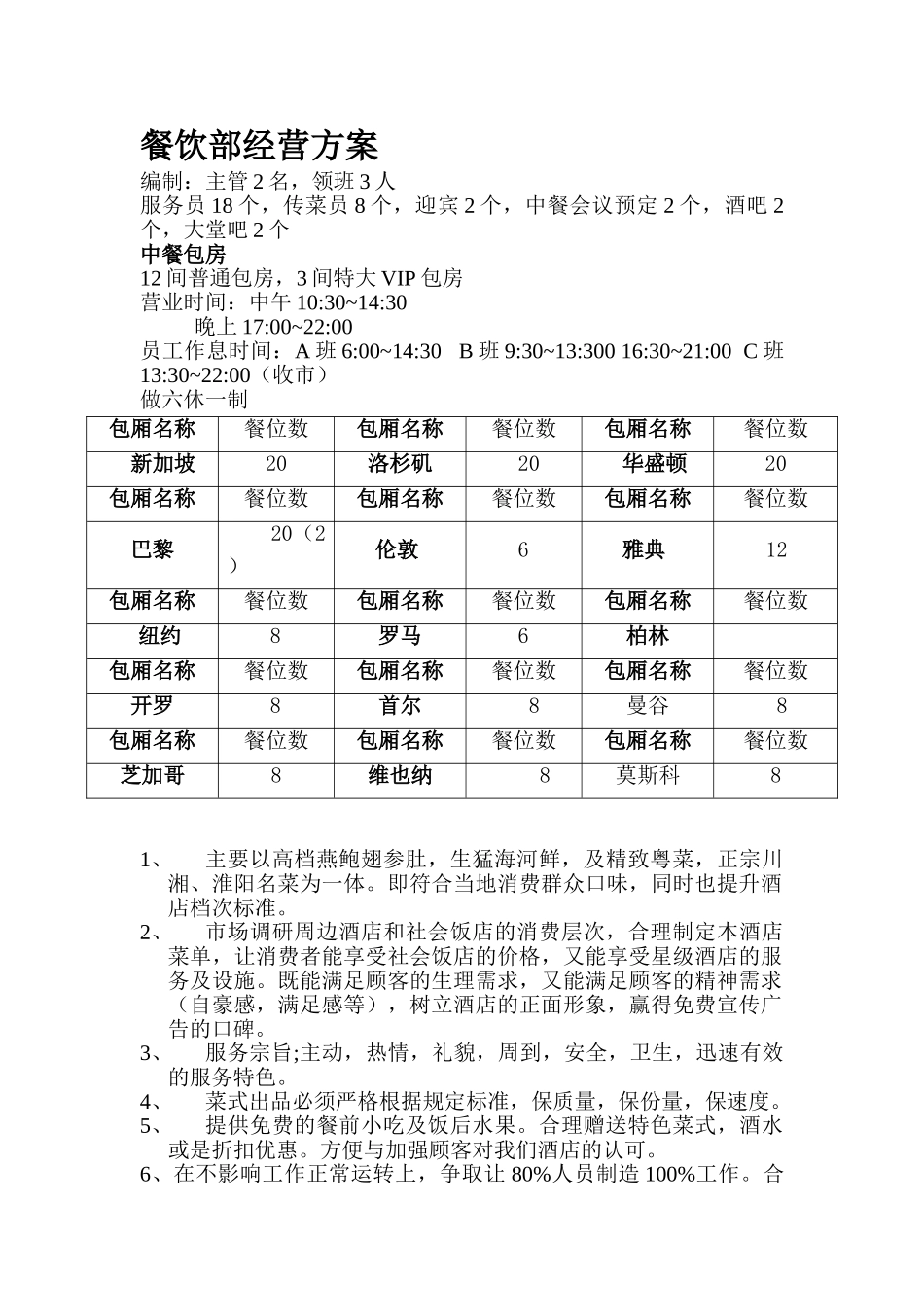 餐饮部各部门的经营方案_第1页