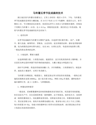 马铃薯反季节促成栽培技术