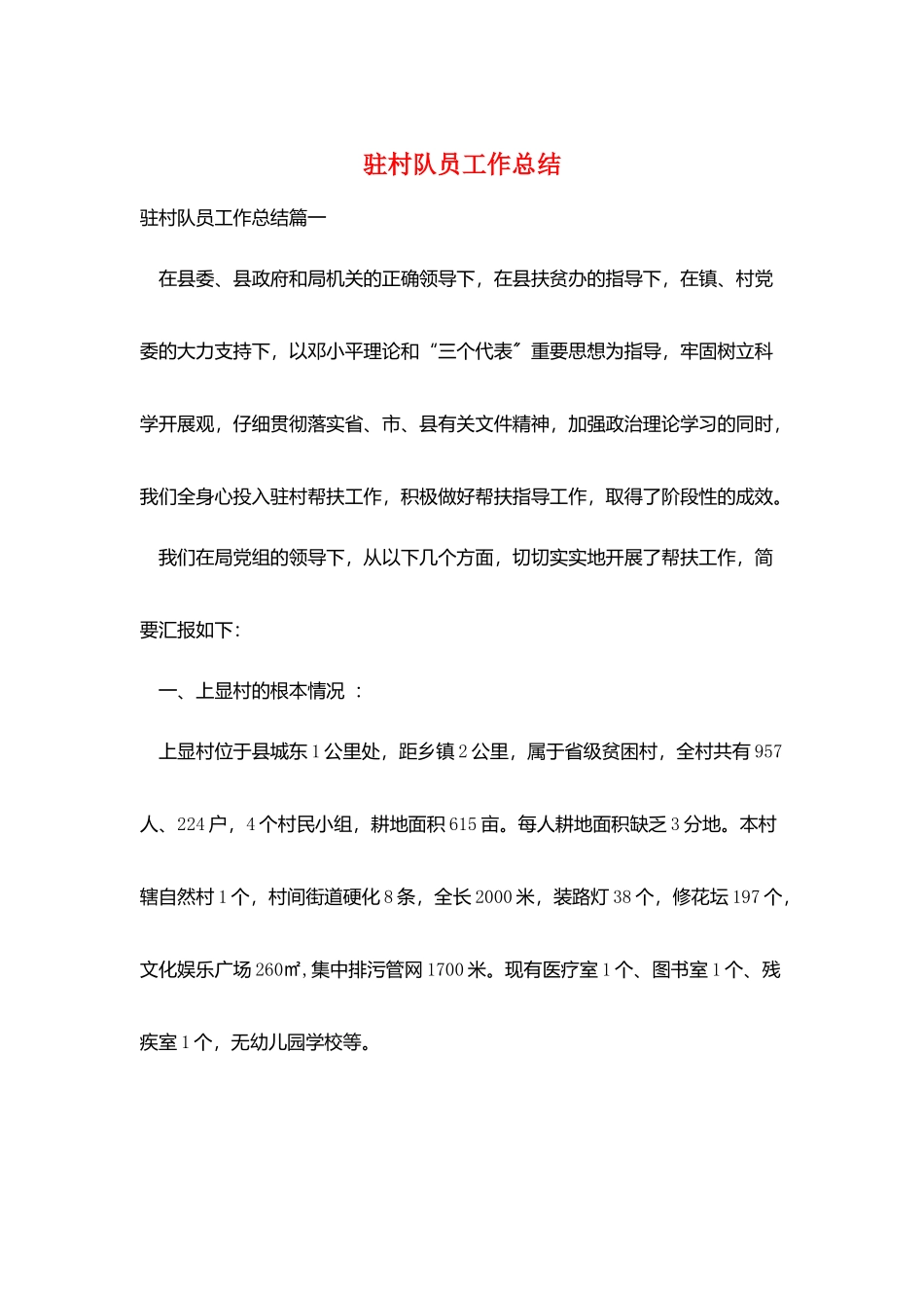 驻村队员工作总结_第1页