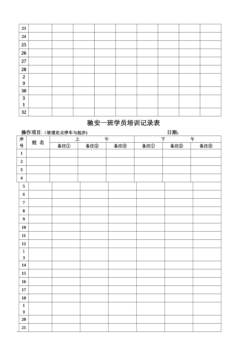 驾校学员培训记录表_第3页
