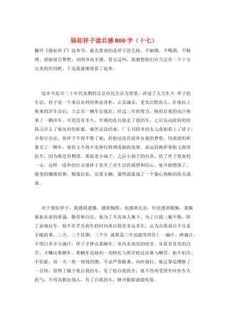 骆驼祥子读后感800字(十七)