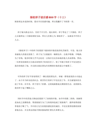 骆驼祥子读后感800字(十三)