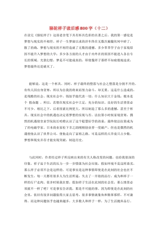 骆驼祥子读后感800字(十二)