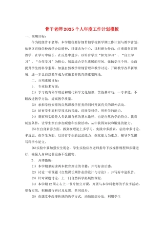 骨干教师2025个人年度工作计划模板