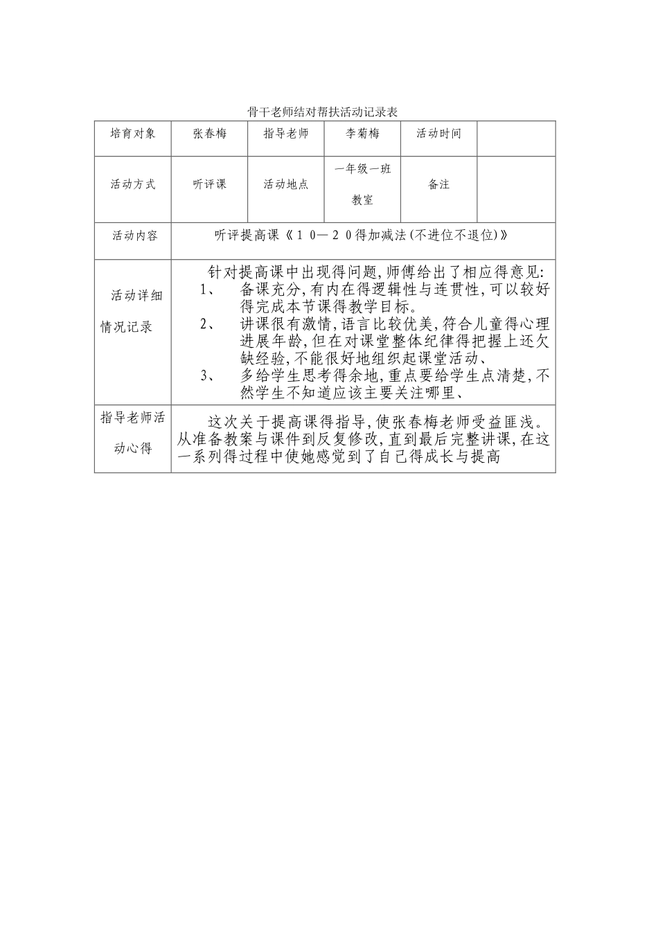 骨干教师结对帮扶活动记录表_第3页