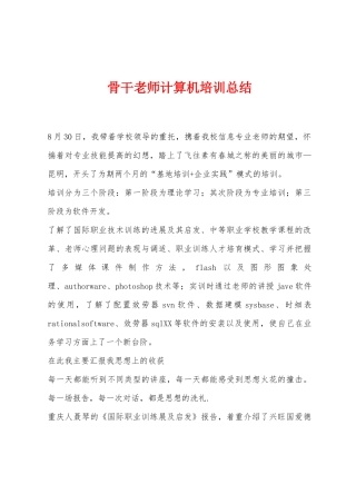 骨干教师计算机培训总结