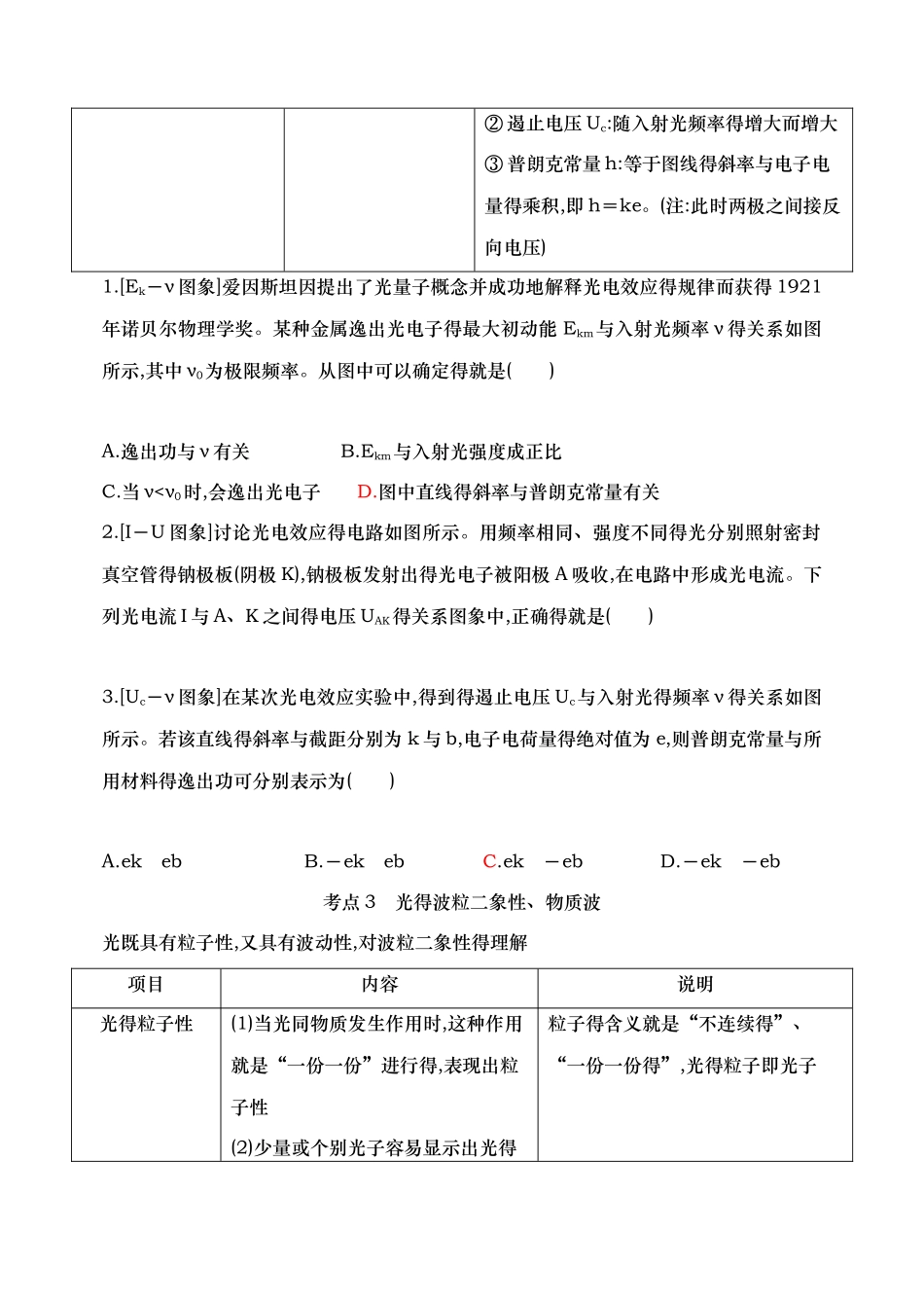 高三一轮复习专题：光电效应 原子物理 复习_第3页