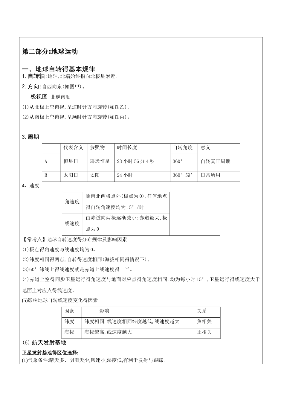 高三地理一轮复习地球自转运动地理意义教案_第3页
