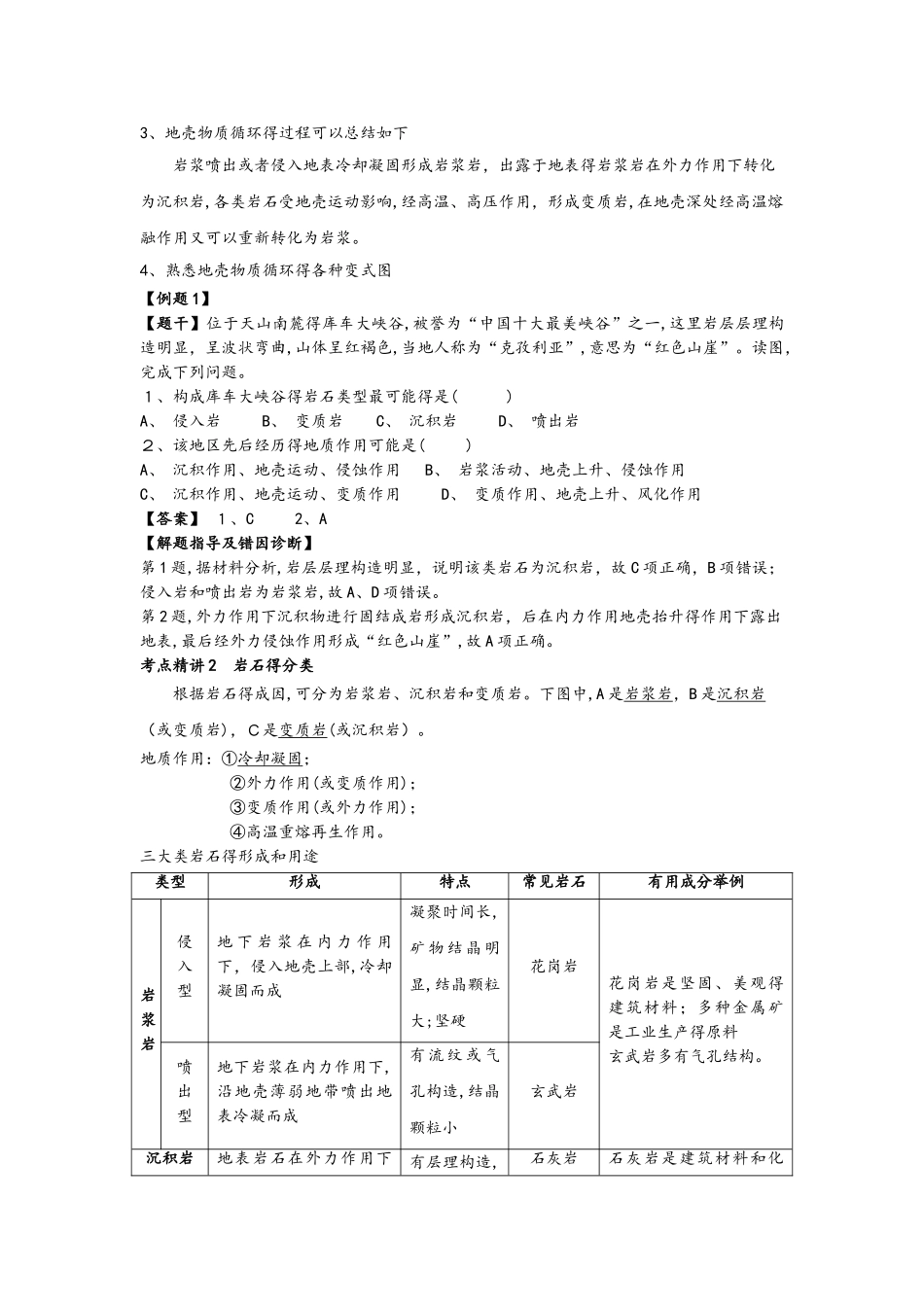 高三地理地壳物质循环、地表形态变化的内、外力因素（教案）_第2页