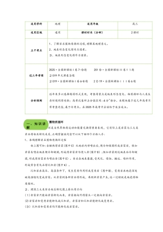高三地理地壳物质循环、地表形态变化的内、外力因素（教案）