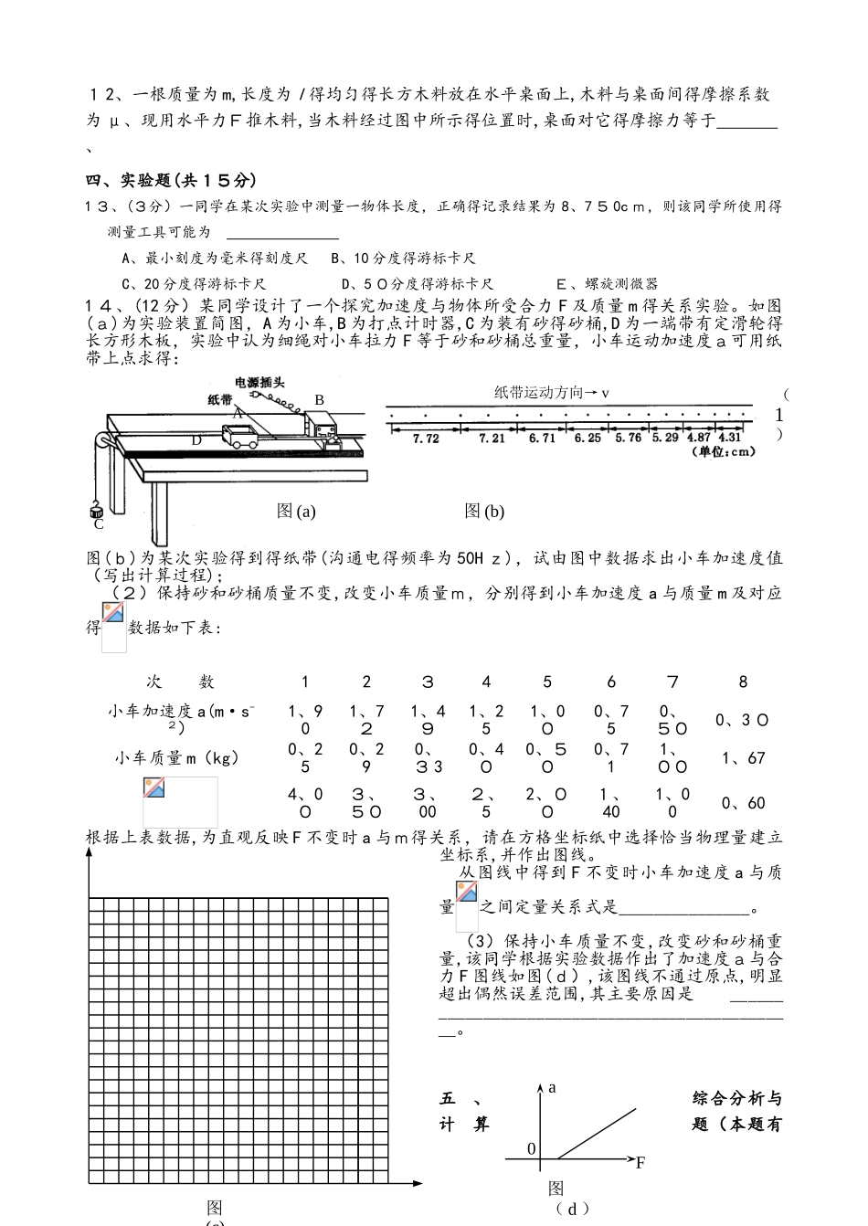 高三物理单元测试题（二）：相互作用、牛顿运动定律_第3页