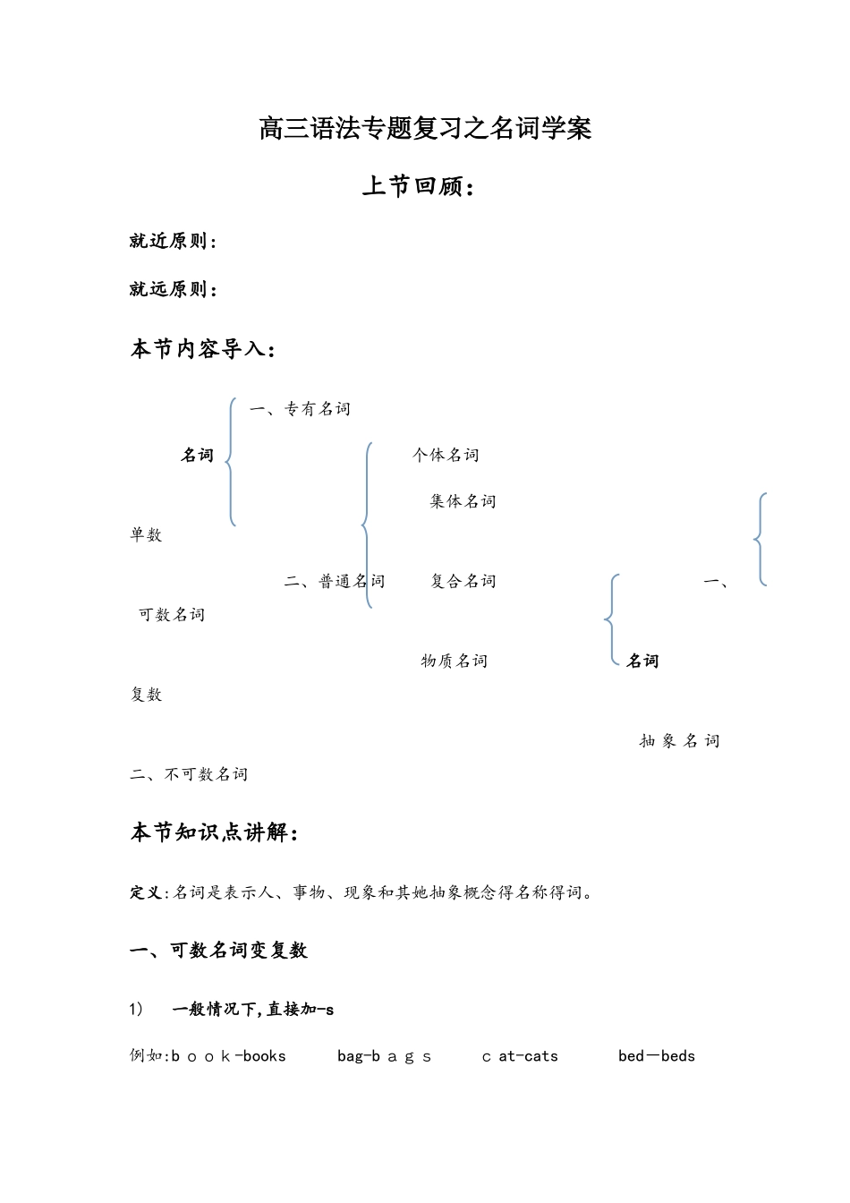高三语法专题复习之名词学案_第1页