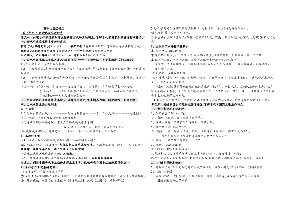 高中历史岳麓版必修二复习考点总结_第1页