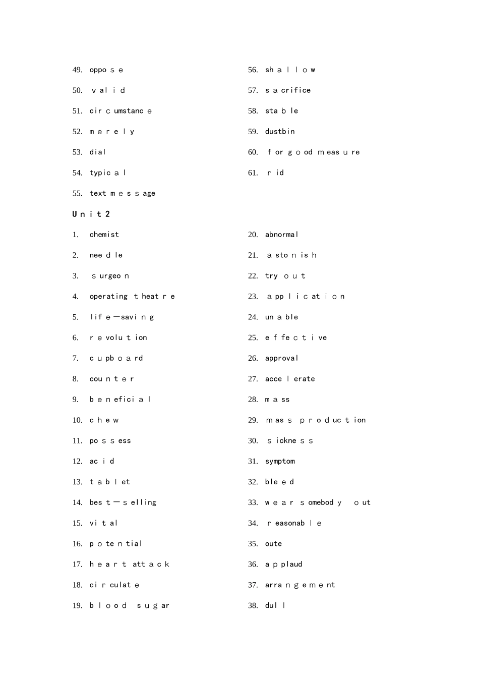 高中牛津英语模块七 单词默写 英译汉_第2页