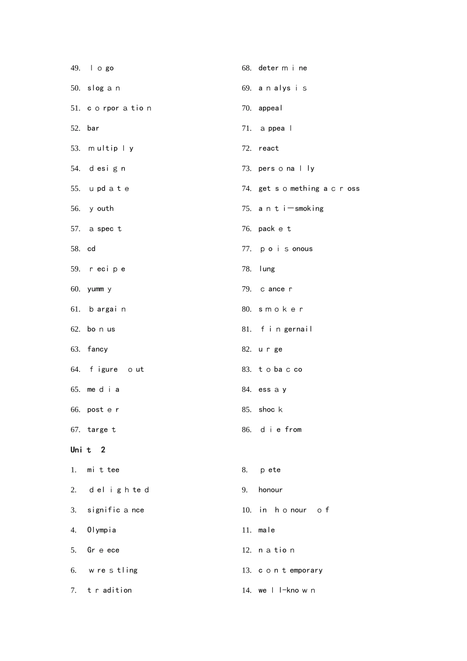 高中牛津英语模块四  单词默写 英译汉_第2页