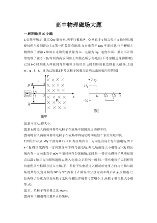 高中物理磁场大题