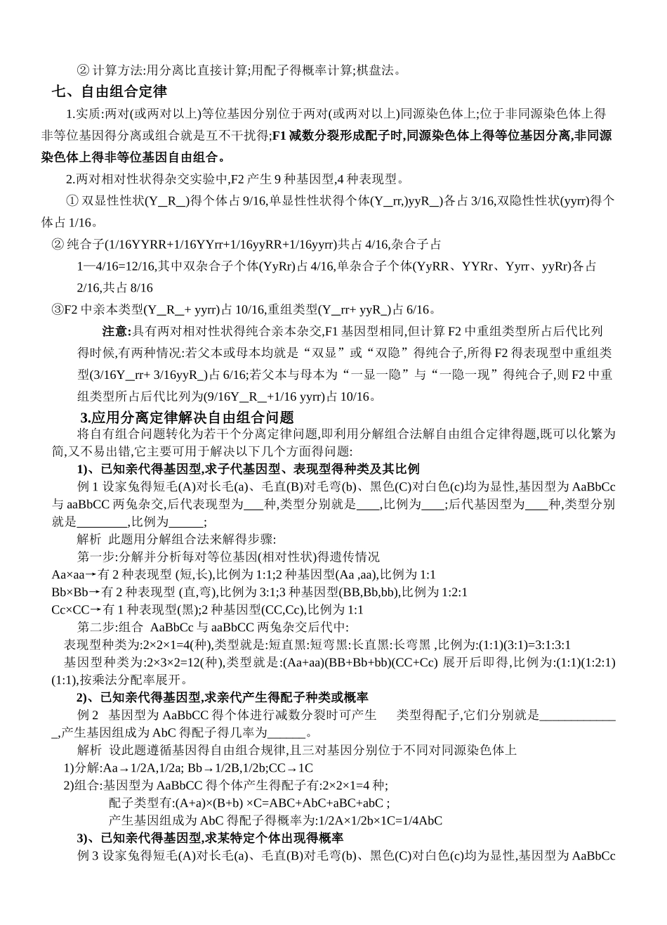 高中生物孟德尔遗传规律相关知识总结_第3页