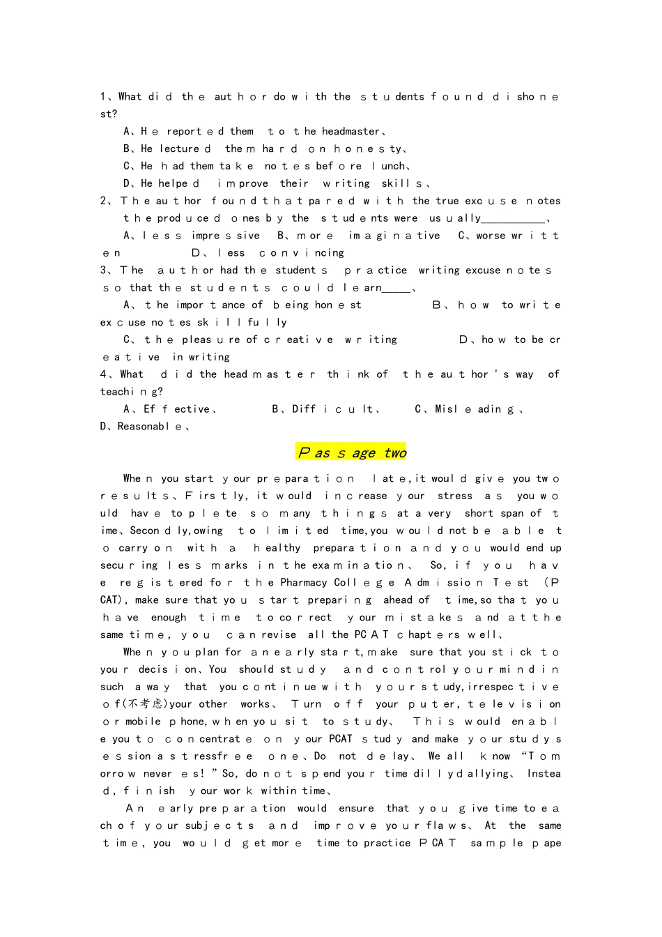 高中英语日常生活类阅读理解练习_第2页