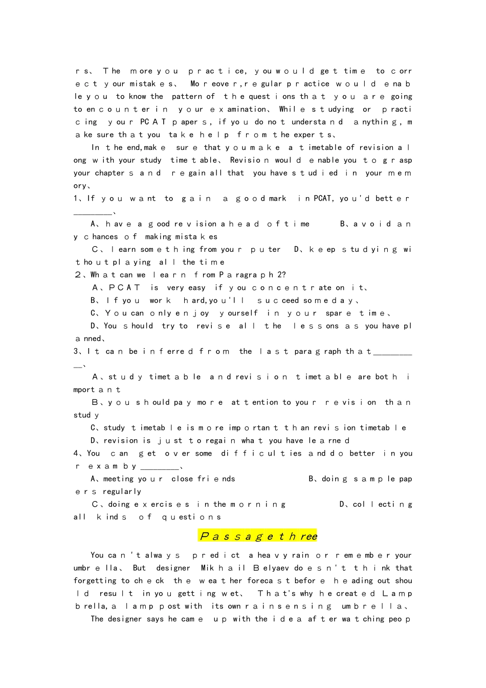 高中英语日常生活类阅读理解练习_第3页