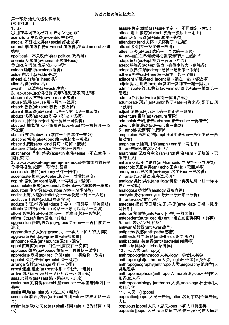 高中英语词根词缀记忆_第1页