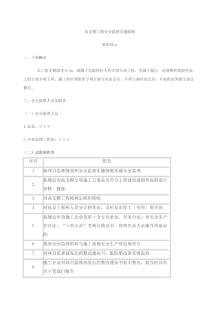 高支模工程安全监理实施细则