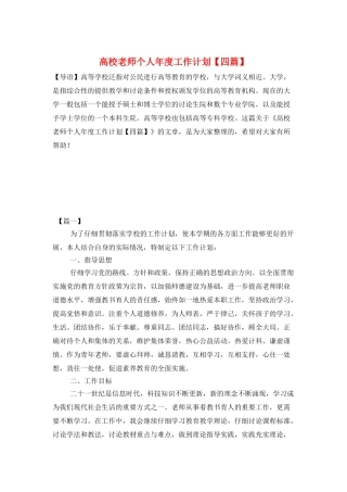 高校教师个人年度工作计划